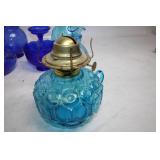 Collection of 7 Blue Glass Decorative Pieces