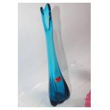 Collection of 6 Assorted Colored Glass Vases and Baskets