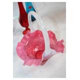 Collection of 6 Assorted Colored Glass Vases and Baskets