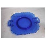 Set of 5 Vintage Blue and Clear Glassware Pieces