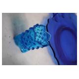 Set of 5 Vintage Blue and Clear Glassware Pieces