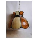 Vintage Stained Glass Hanging Lamp with Floral Design