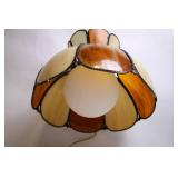 Vintage Stained Glass Hanging Lamp with Floral Design