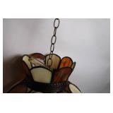 Vintage Stained Glass Hanging Lamp with Floral Design