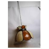 Vintage Stained Glass Hanging Lamp with Floral Design