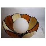 Vintage Stained Glass Hanging Lamp with Floral Design