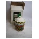 John Deere Stoneware Cookie Jar with Farm Scene Design