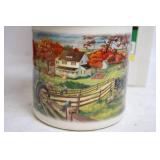 John Deere Stoneware Cookie Jar with Farm Scene Design