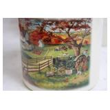 John Deere Stoneware Cookie Jar with Farm Scene Design