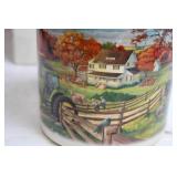 John Deere Stoneware Cookie Jar with Farm Scene Design
