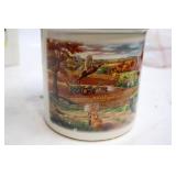 John Deere Stoneware Cookie Jar with Farm Scene Design