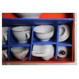 Vintage Floral Porcelain Tea Set with Service for Six