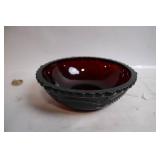 Collection of Ruby Red Glassware Including Goblets, Candlesticks, and Decorative Pieces