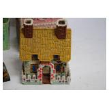 Collection of Needlepoint Baskets and Lighthouse Figurines