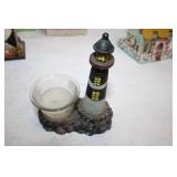 Collection of Needlepoint Baskets and Lighthouse Figurines
