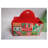 Collection of Needlepoint Baskets and Lighthouse Figurines