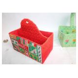 Collection of Needlepoint Baskets and Lighthouse Figurines