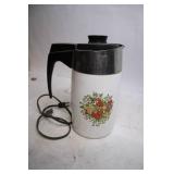 Vintage Electric Percolator Coffee Pot with Floral Design