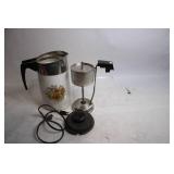 Vintage Electric Percolator Coffee Pot with Floral Design