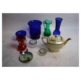 Assorted Glassware and Porcelain Teapot Collection