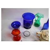 Assorted Glassware and Porcelain Teapot Collection