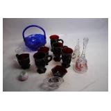 Collection of Assorted Vintage Glassware Including Bowls and Mugs