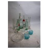Collection of Vintage Glass Bottles and Crystal Dishware