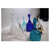 Collection of 7 Vintage Glass Handbells