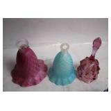 Set of 8 Vintage Colored Glass Hand Bells