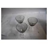 Set of 3 Vintage Gray Wine Glasses