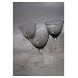 Set of 3 Vintage Gray Wine Glasses