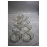 Set of 8 Clear Glass Bowls with Starburst Pattern