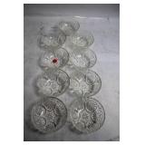 Set of 8 Clear Glass Bowls with Starburst Pattern