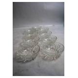 Set of 8 Clear Glass Bowls with Starburst Pattern