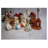 Collection of Mixed Figurines Including Clowns, Gnomes, and Angels