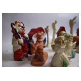 Collection of Mixed Figurines Including Clowns, Gnomes, and Angels