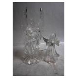 Set of 2 Clear Glass Angel Figurines