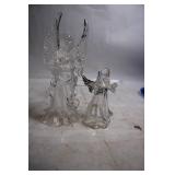 Set of 2 Clear Glass Angel Figurines