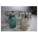 Collection of 9 Vintage Glass Jars with Wire Bail Lids