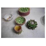 Set of Majolica-Style Vintage Plates and Bowls