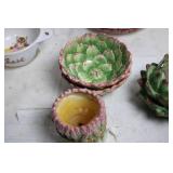 Set of Majolica-Style Vintage Plates and Bowls