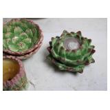 Set of Majolica-Style Vintage Plates and Bowls