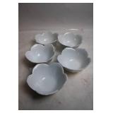 Set of 6 White Flower-Shaped Porcelain Bowls
