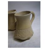 Set of 5 Decorative Stoneware Mugs with Textured Design