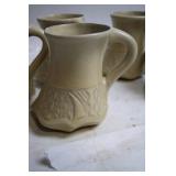 Set of 5 Decorative Stoneware Mugs with Textured Design