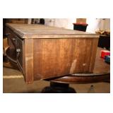 Antique Wooden Vanity Desk with Mirror and Drawers