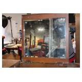 Antique Wooden Vanity Desk with Mirror and Drawers