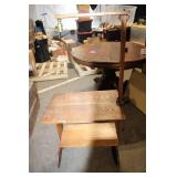 Vintage Wooden Floor Lamp with Built-in Side Table