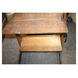 Vintage Wooden Floor Lamp with Built-in Side Table