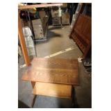 Vintage Wooden Floor Lamp with Built-in Side Table